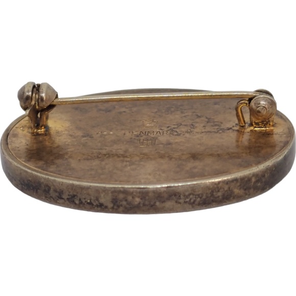 Hans Hansen Signed Denmark 985 GOLD 14K Enamel Flower Brooch Pin Golden 13 grams - Picture 6 of 15